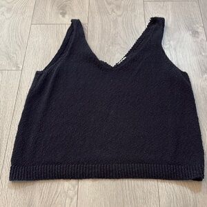 Tommy Bahama Black Ribbed Crop Tank Top